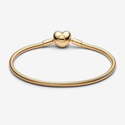 Pulsera Clásica con cierre de Corazon Dorada