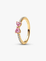 Anillo Lazo Rosa Brillante Dorado