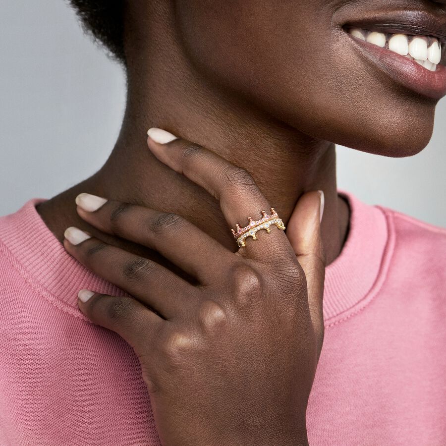 Anillo Corona Brillante Rosa