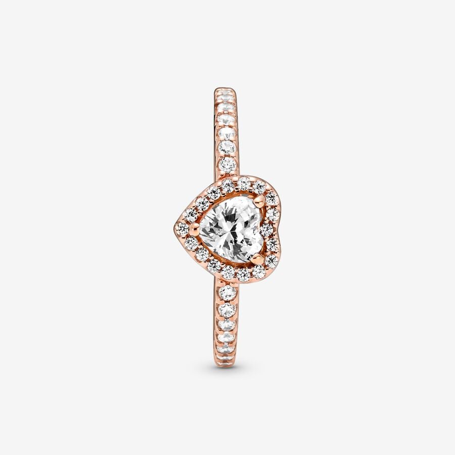 Anillo Rose Gold Corazón en Relieve Blanco