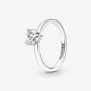 Anillo Solitario Corazón Mediano Brillante
