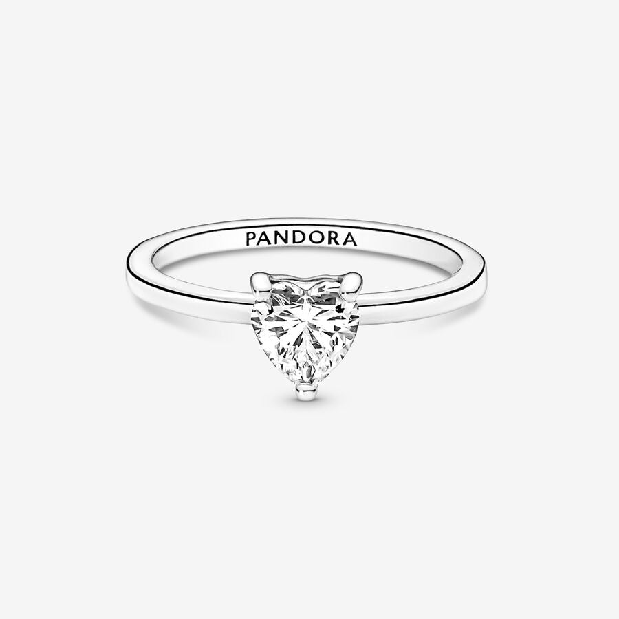Anillo Solitario Corazón Mediano Brillante