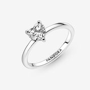 Anillo Solitario Corazón Mediano Brillante
