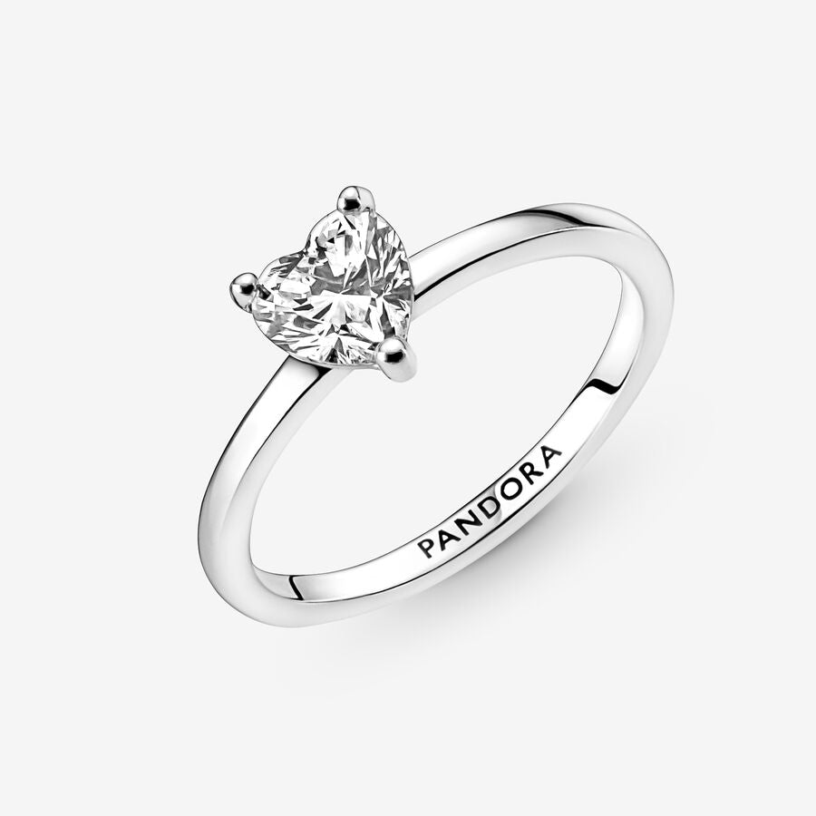 Anillo Solitario Corazón Mediano Brillante