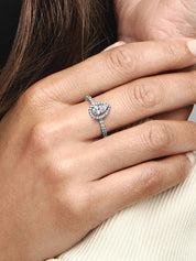 Anillo Halo Brillante Corte Pera