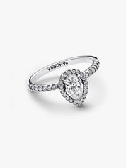Anillo Halo Brillante Corte Pera