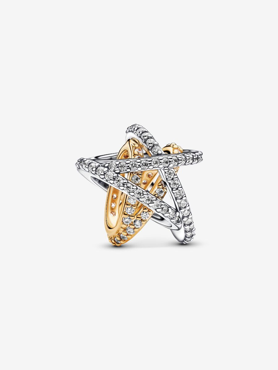 Charm Estrella Cruzada Brillante Dos Tonos