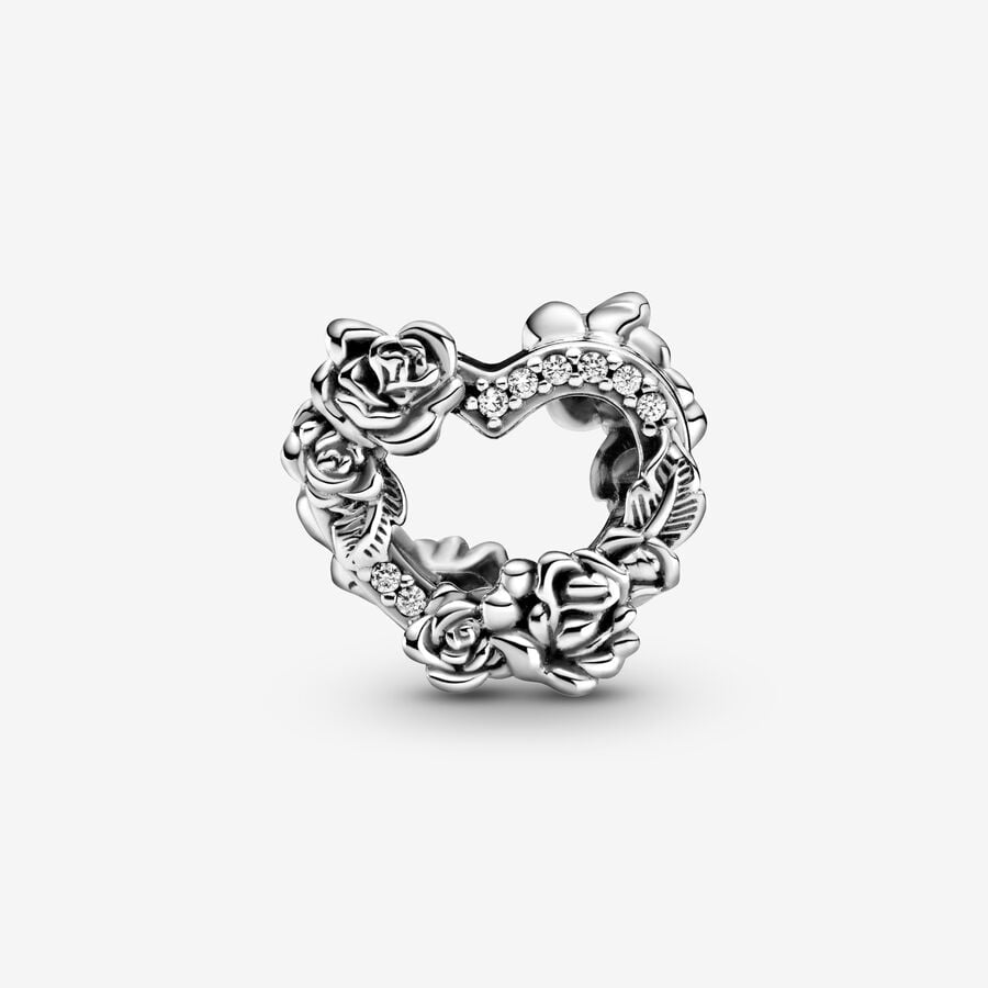 Charm Corazón Abierto y Flores Rosas