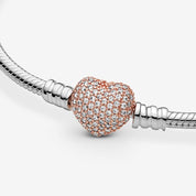 Pulsera con Cierre Rose Gold Corazón en Pave
