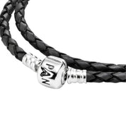 Pulsera de Cuero dos giros con Cierre Clásico