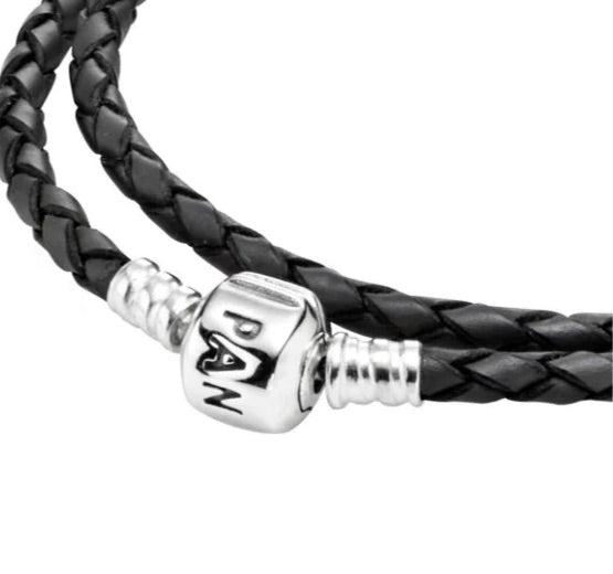 Pulsera de Cuero dos giros con Cierre Clásico
